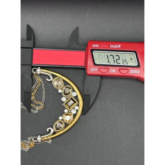 Brighton Crescent Pendant Necklace – Mixed Metal, Faceted Stones - Picture 6 of 6